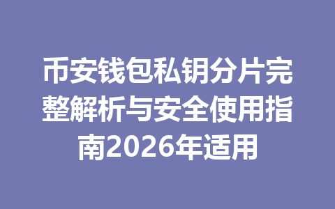 币安钱包私钥分片完整解析与安全使用指南2026年适用 一