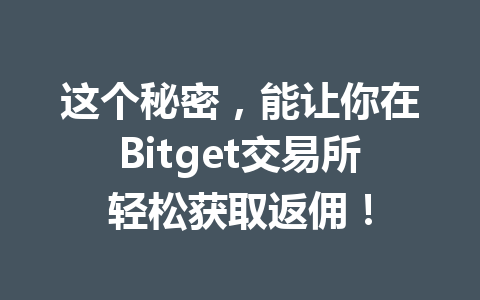 这个秘密,能让你在Bitget交易所轻松获取返佣! 一