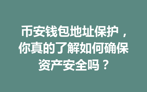 币安钱包地址保护，你真的了解如何确保资产安全吗？ 一