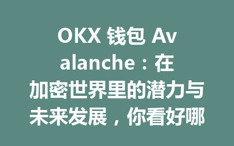 OKX 钱包 Avalanche:在加密世界里的潜力与未来发展,你看好哪个方向? 一