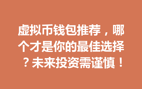 虚拟币钱包推荐,哪个才是你的最佳选择?未来投资需谨慎! 一