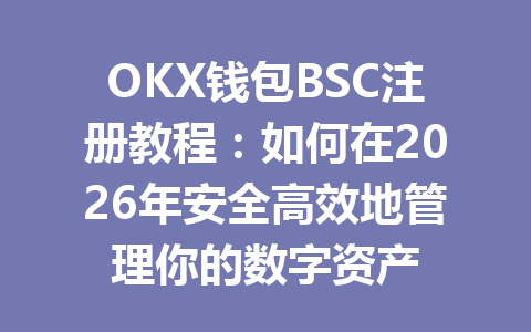 OKX钱包BSC注册教程：如何在2026年安全高效地管理你的数字资产 一