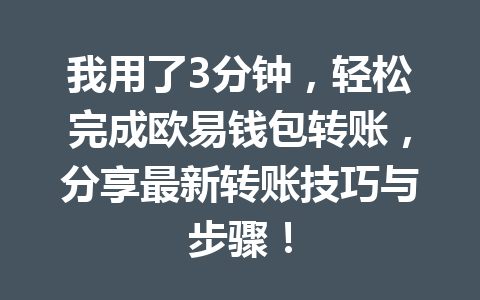 我用了3分钟,轻松完成欧易钱包转账,分享最新转账技巧与步骤! 一