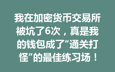 我在加密货币交易所被坑了6次,真是我的钱包成了“通关打怪”的最佳练习场! 一