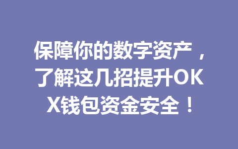 保障你的数字资产，了解这几招提升OKX钱包资金安全！ 一