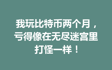 我玩比特币两个月,亏得像在无尽迷宫里打怪一样! 一