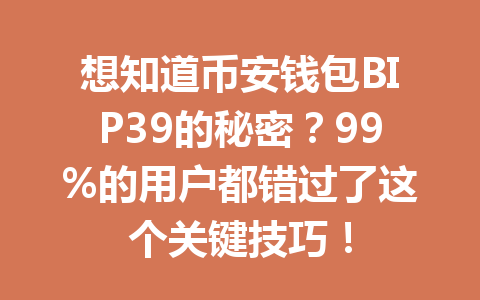 想知道币安钱包BIP39的秘密？99%的用户都错过了这个关键技巧！ 一
