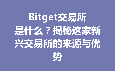 Bitget交易所是什么？揭秘这家新兴交易所的来源与优势 一