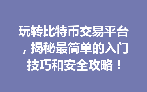 玩转比特币交易平台，揭秘最简单的入门技巧和安全攻略！ 一