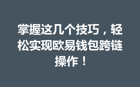 掌握这几个技巧,轻松实现欧易钱包跨链操作! 一
