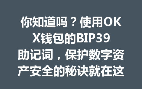 你知道吗?使用OKX钱包的BIP39助记词,保护数字资产安全的秘诀就在这里! 一