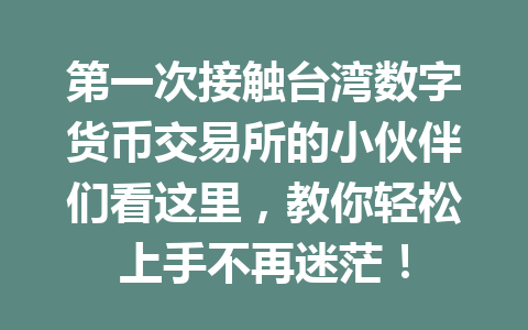 第一次接触台湾数字货币交易所的小伙伴们看这里,教你轻松上手不再迷茫! 一