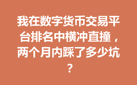 我在数字货币交易平台排名中横冲直撞，两个月内踩了多少坑？ 一