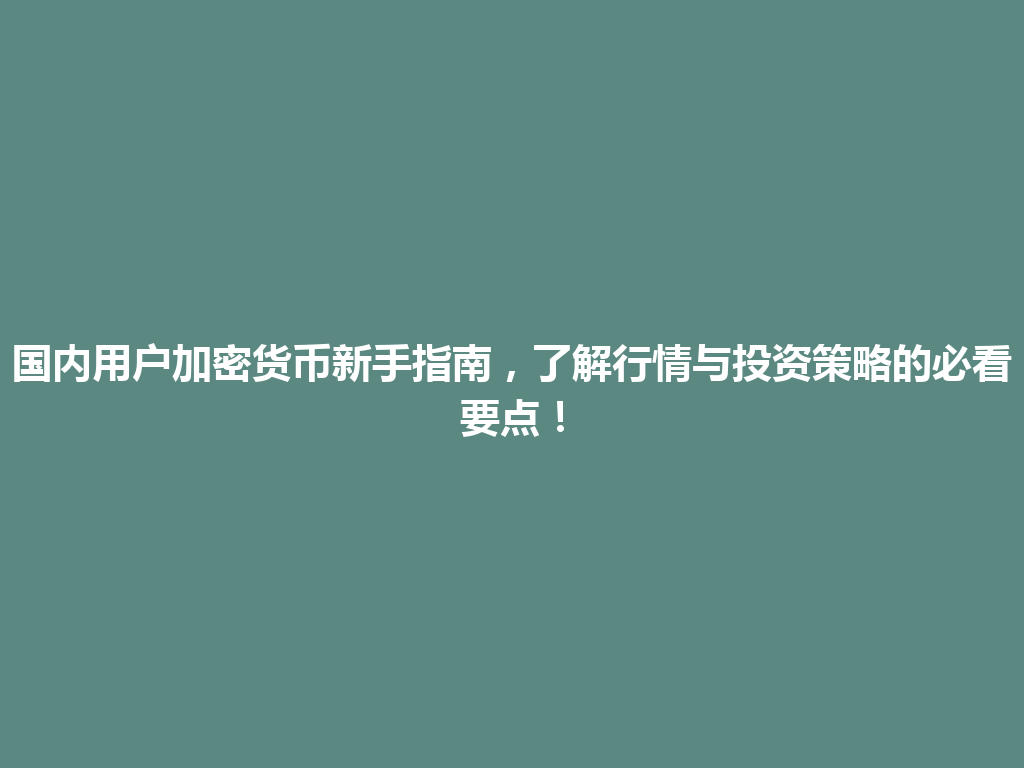 国内用户加密货币新手指南,了解行情与投资策略的必看要点! 一