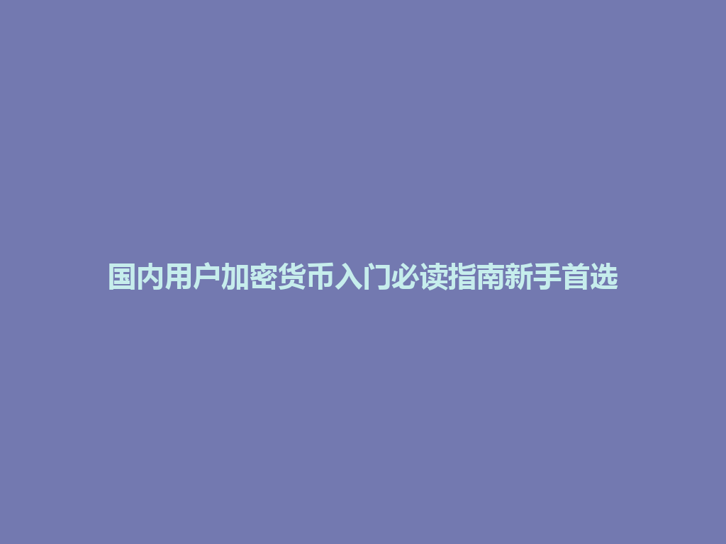 国内用户加密货币入门必读指南新手首选 一