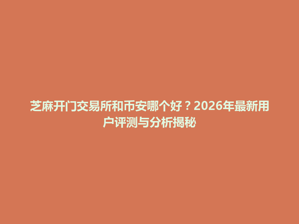 芝麻开门交易所和币安哪个好?2026年最新用户评测与分析揭秘 一